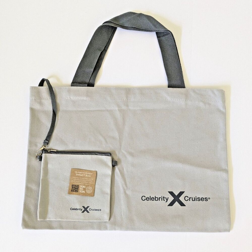 Celebrity Cruise Lines Ship Canvas Logo Tote Bag 18 x 13 with Small Zip Bag Eco